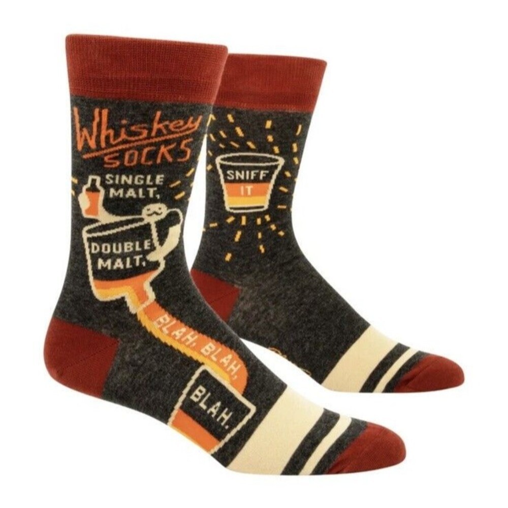 Whiskey Men Crew Socks Funny White Elephant Blue-Q Snarky Booze Fashion NEW 7-12
